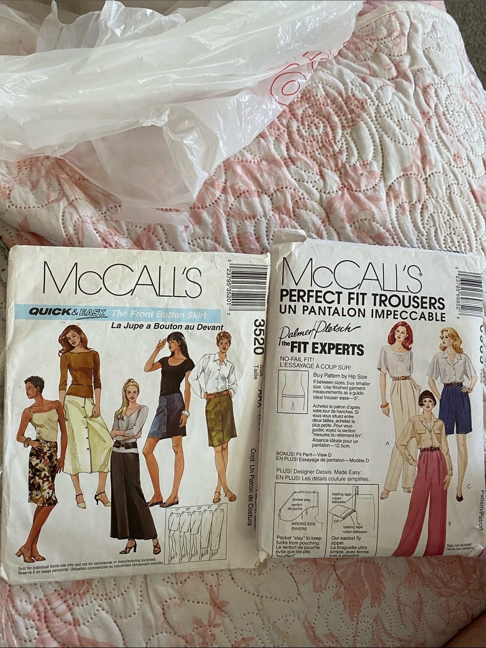2 McCall’s sewing patterns skirt trousers pants 10